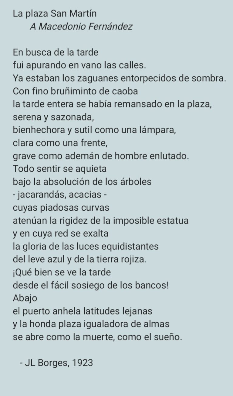 La plaza San Martín. Por Jorge Luis Borges